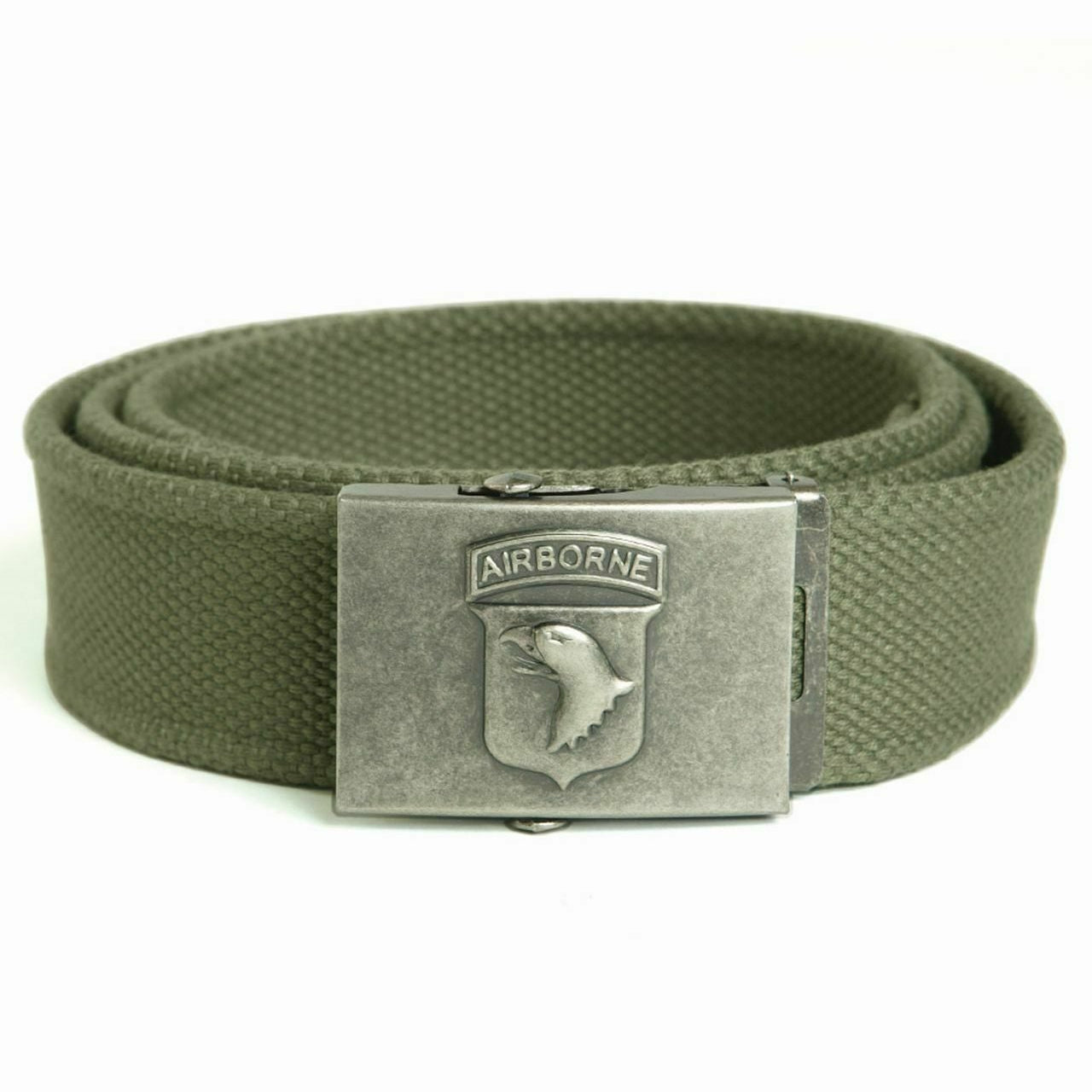 Vorderansicht des MIL-TEC Airborne Buckle Gürtels in oliv