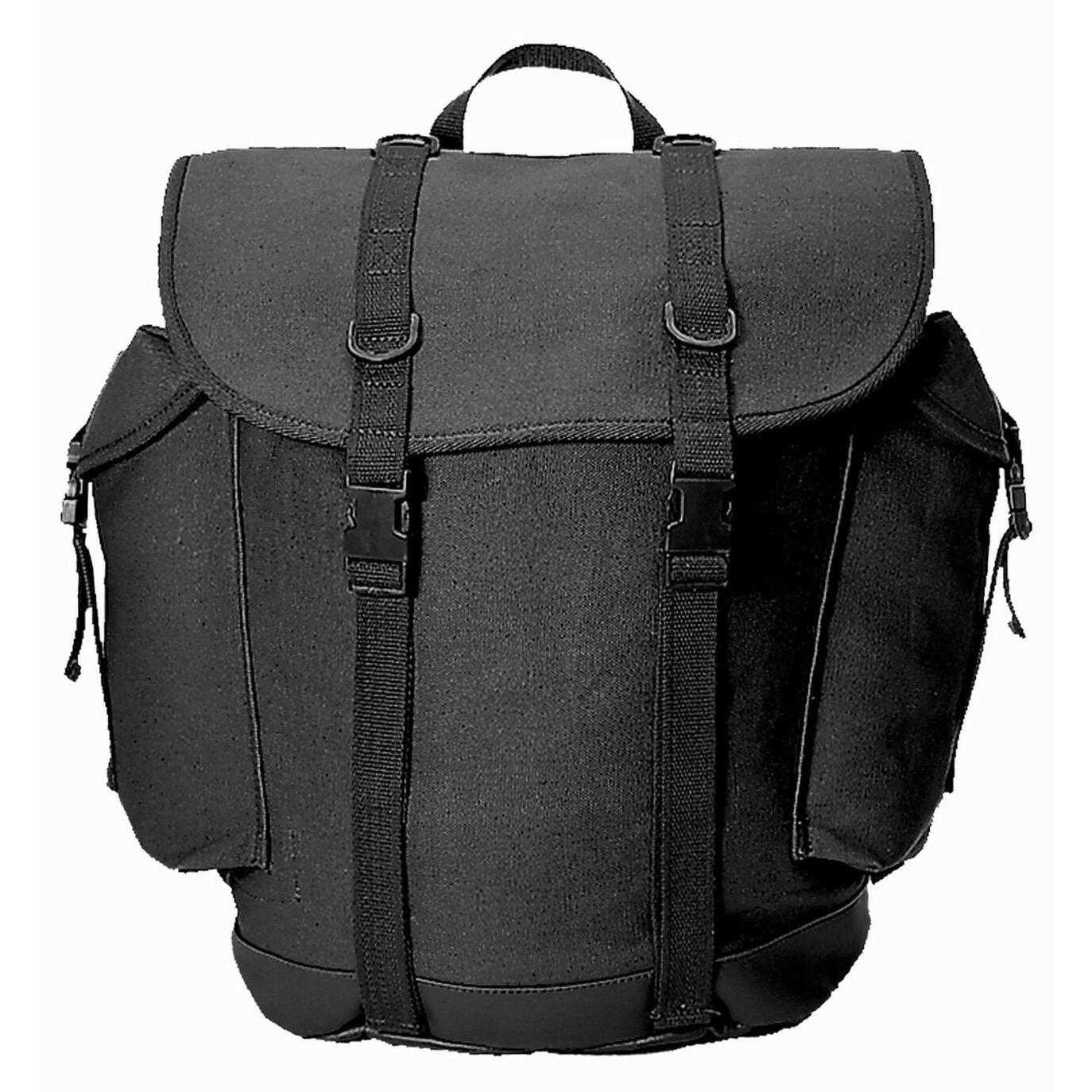 MIL-TEC BW-Gebirgsrucksack in Schwarz mit Frontklappe, Riemen und Seitentaschen