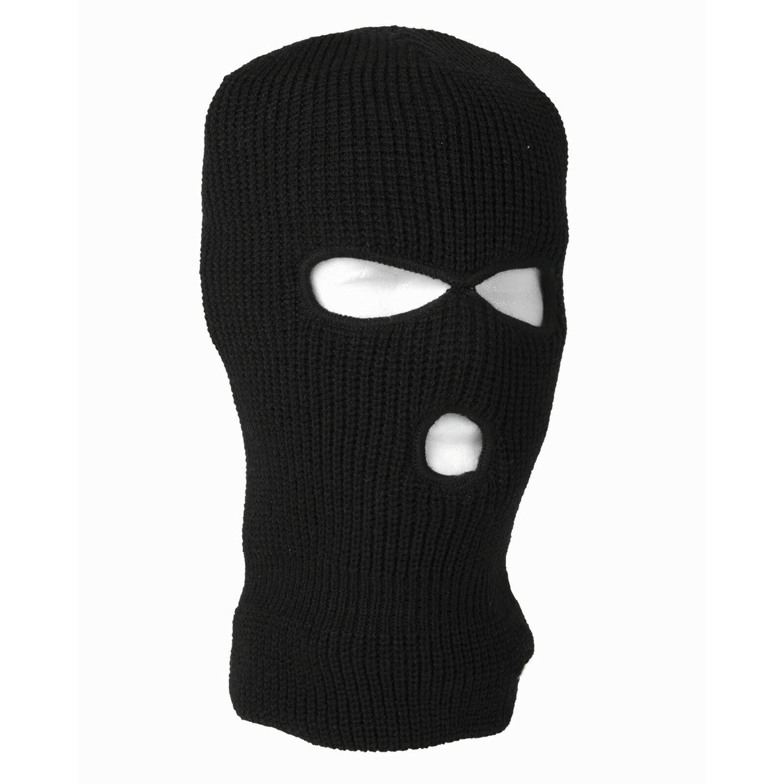 Schwarze MIL-TEC 3-Loch Balaclava aus Strick – Sturmhaube mit Augen- und Mundöffnung für Outdoor und Winter