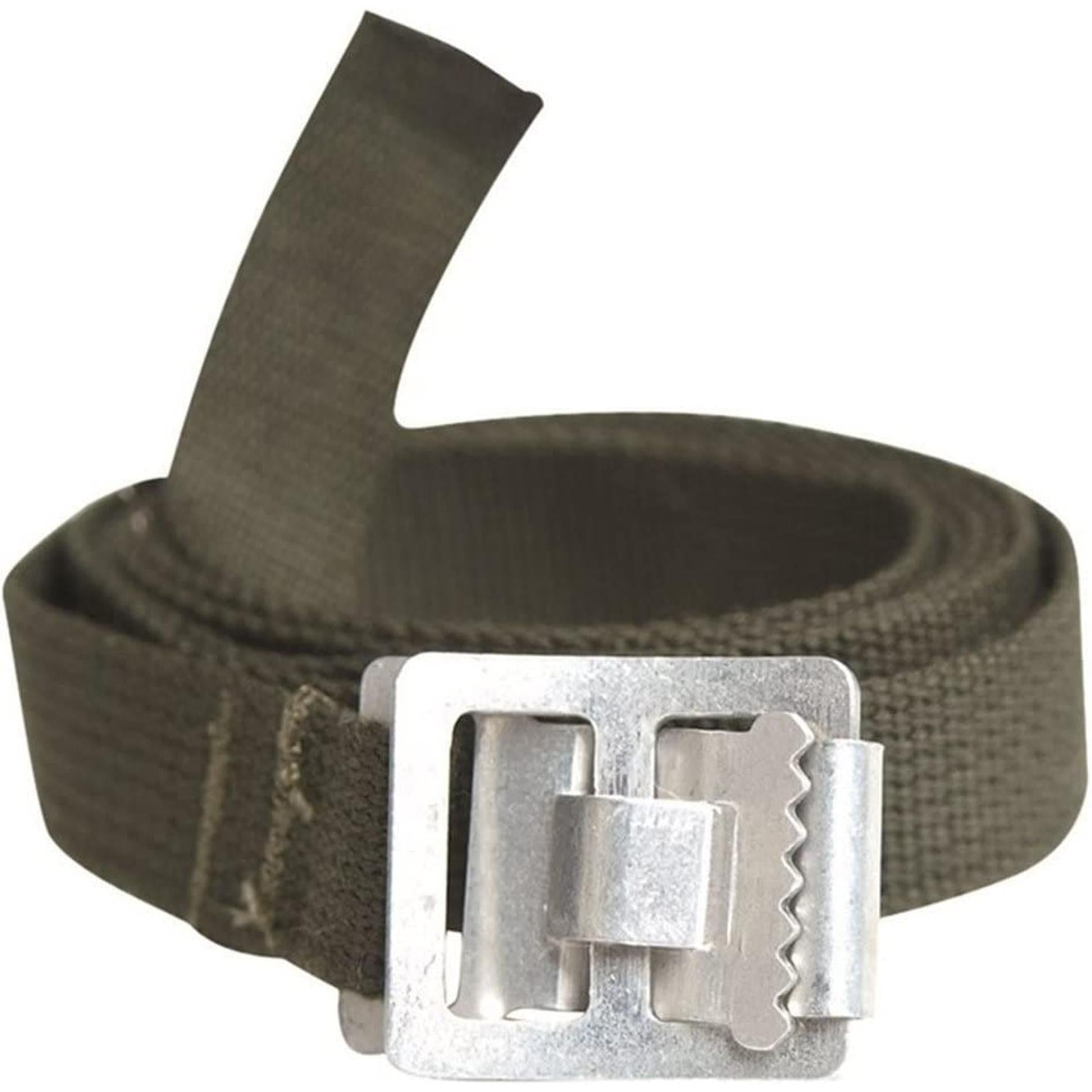 Bundeswehr Packriemen von MIL-TEC in oliv – zusammengerollt mit Schnalle