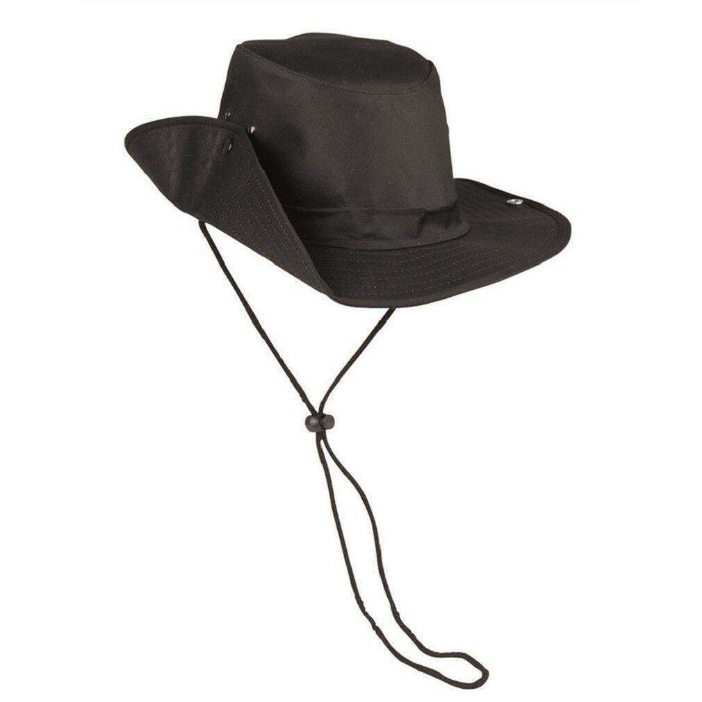 MIL-TEC Buschhut mit Druckknopf schwarz Safari Hut Sommerhut