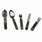 Vorderansicht des 4-teiligen BW-Essbestecks von MIL-TEC im zusammengelegten Zustand