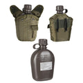 MIL-TEC Feldflasche 1 Liter mit olivgrüner Hülle, Deckel mit Befestigung und Gürtelhalterung