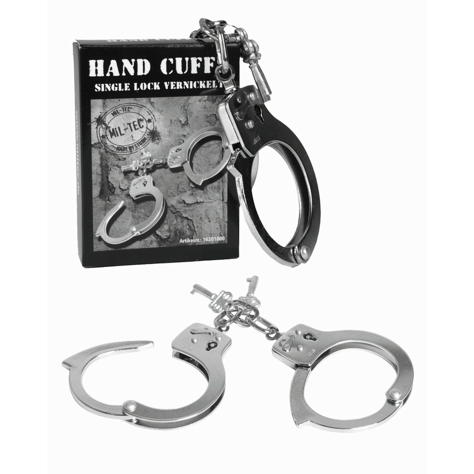 MIL-TEC Handschellen aus vernickeltem Metall mit geschlossenem Bügel