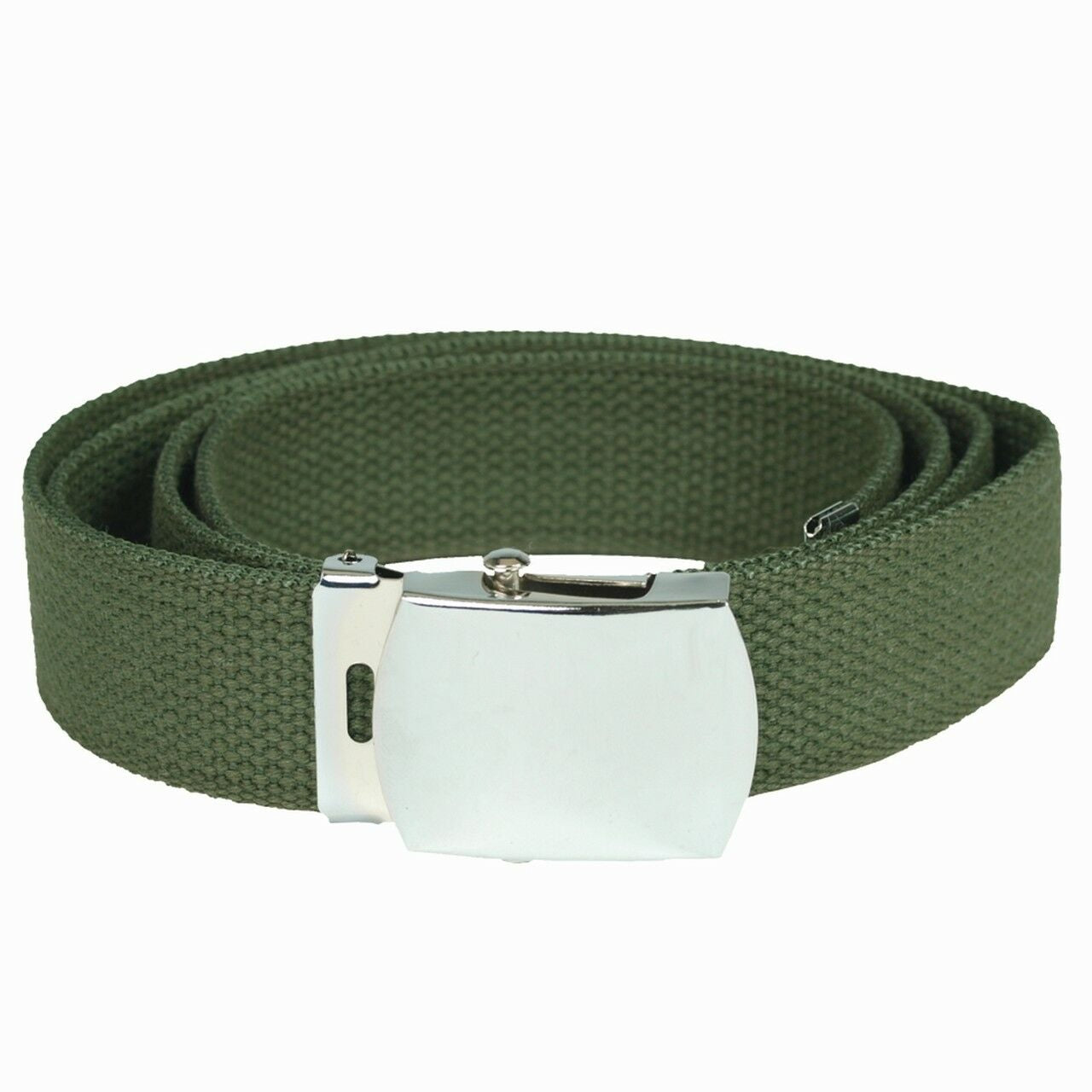 MIL-TEC Hosengürtel in Oliv – 100 % Baumwolle mit silberner Metallschließe, 3 cm breit