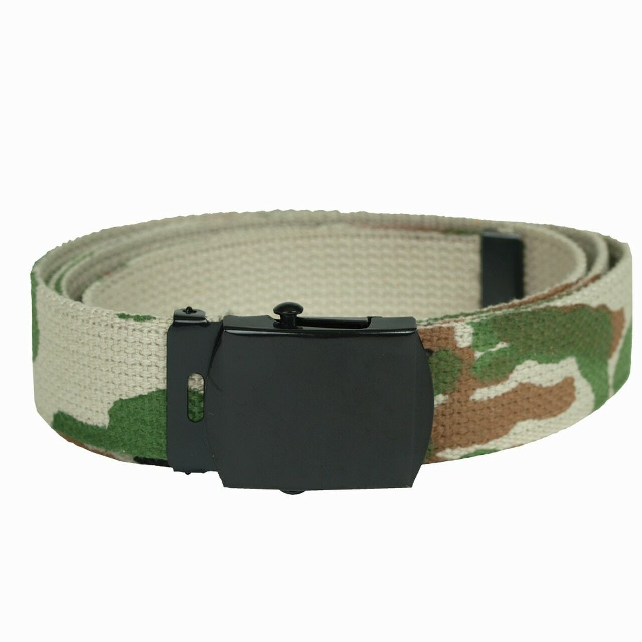 MIL-TEC Canvas-Gürtel mit schwarzer Metallkoppel im Woodland-Camo