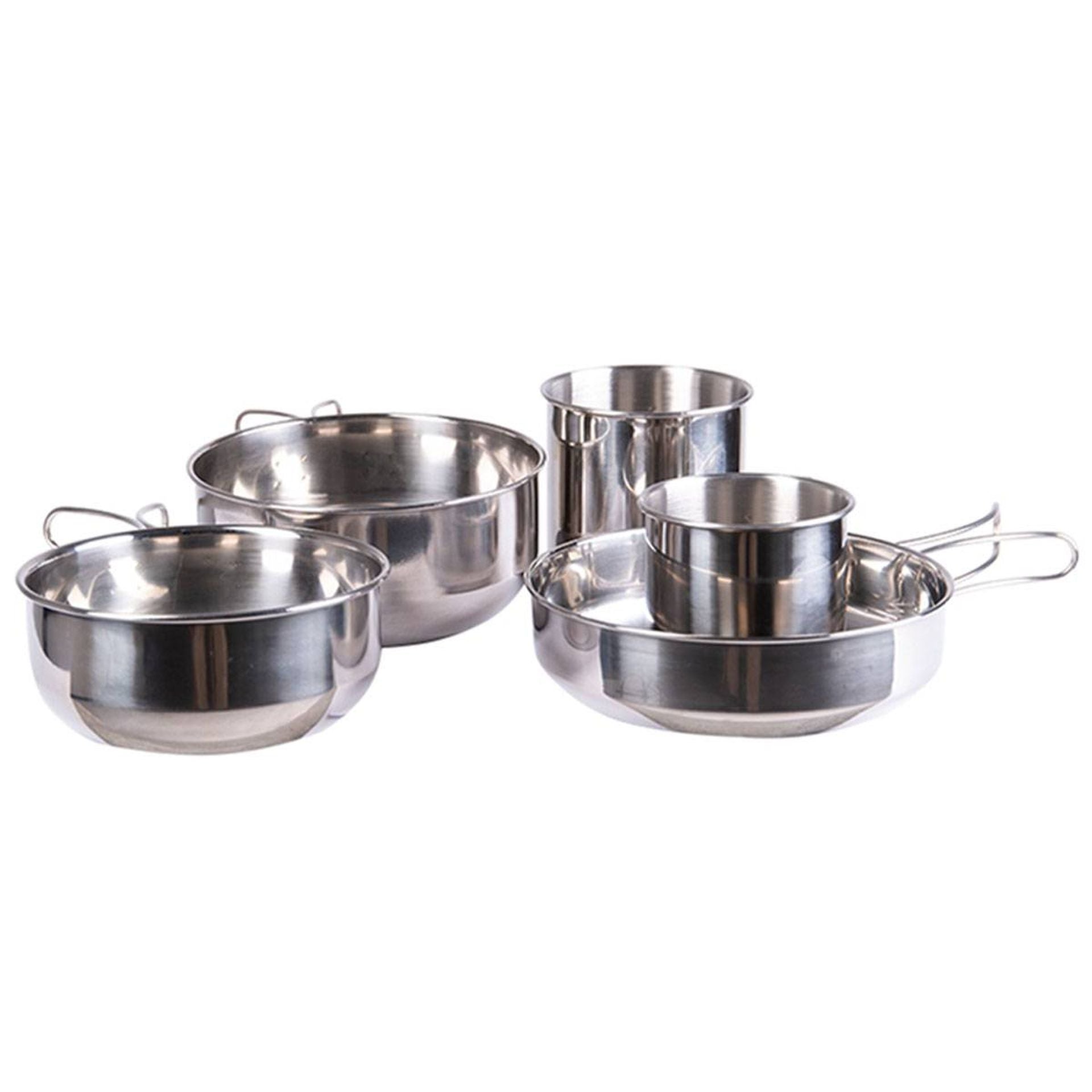 kochgeschirr camping edelstahl Edelstahl-Kochset 5-teilig – MIL-TEC Outdoor Camping – Grewe-Shop