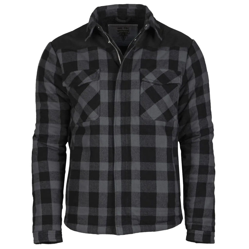 Vorderansicht der MIL-TEC Lumberjacket in Schwarz-Grau