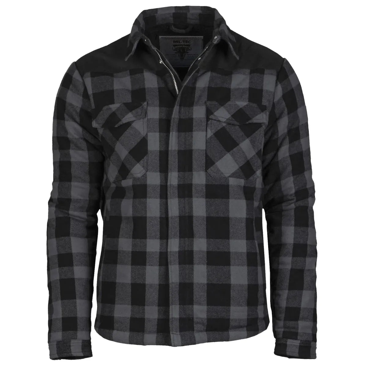 Vorderansicht der MIL-TEC Lumberjacket in Schwarz-Grau