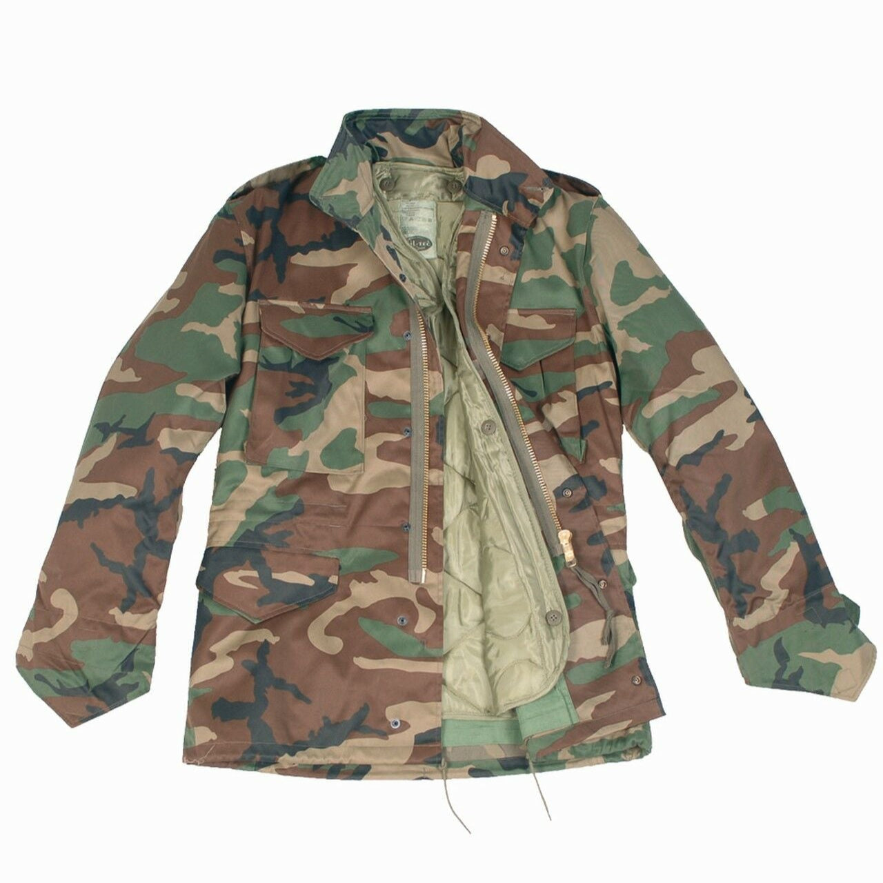 MIL-TEC M65 Feldjacke Import woodland Army Jacke mit Innenfutter Jagdjacke