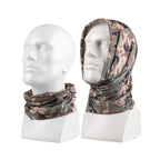 Darstellung verschiedener Tragevarianten: Stirnband, Gesichtsschutz, Mütze