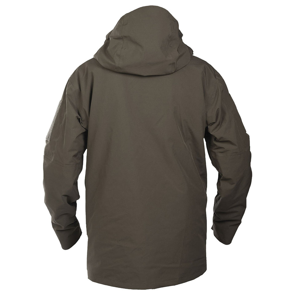 Rückansicht der Nässeschutzjacke mit integrierter Schneeschürze
