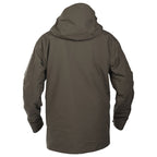 Rückansicht der Nässeschutzjacke mit integrierter Schneeschürze