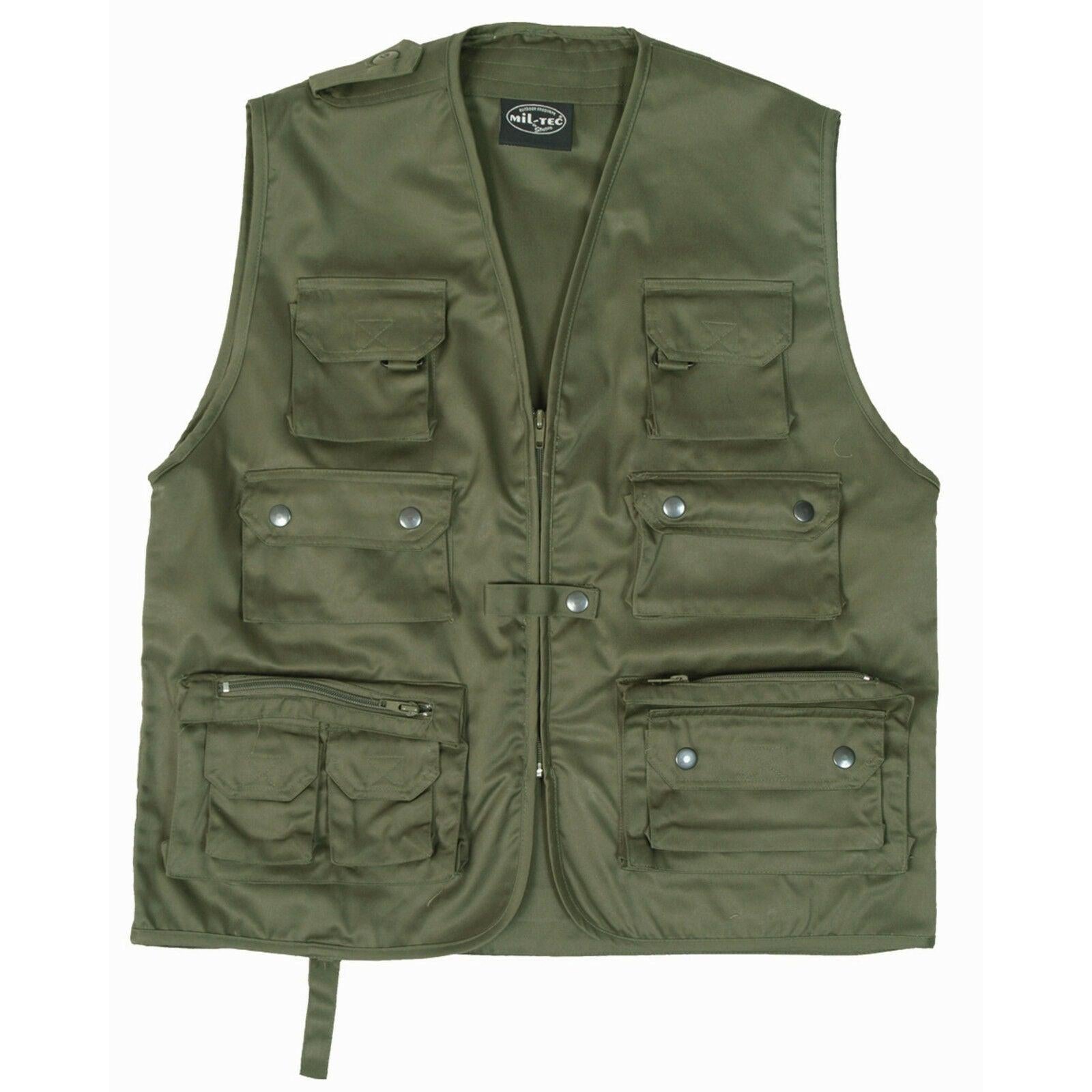 MIL-TEC Outdoor Weste oliv Funktionsweste Jagdweste Anglerweste Wanderweste
