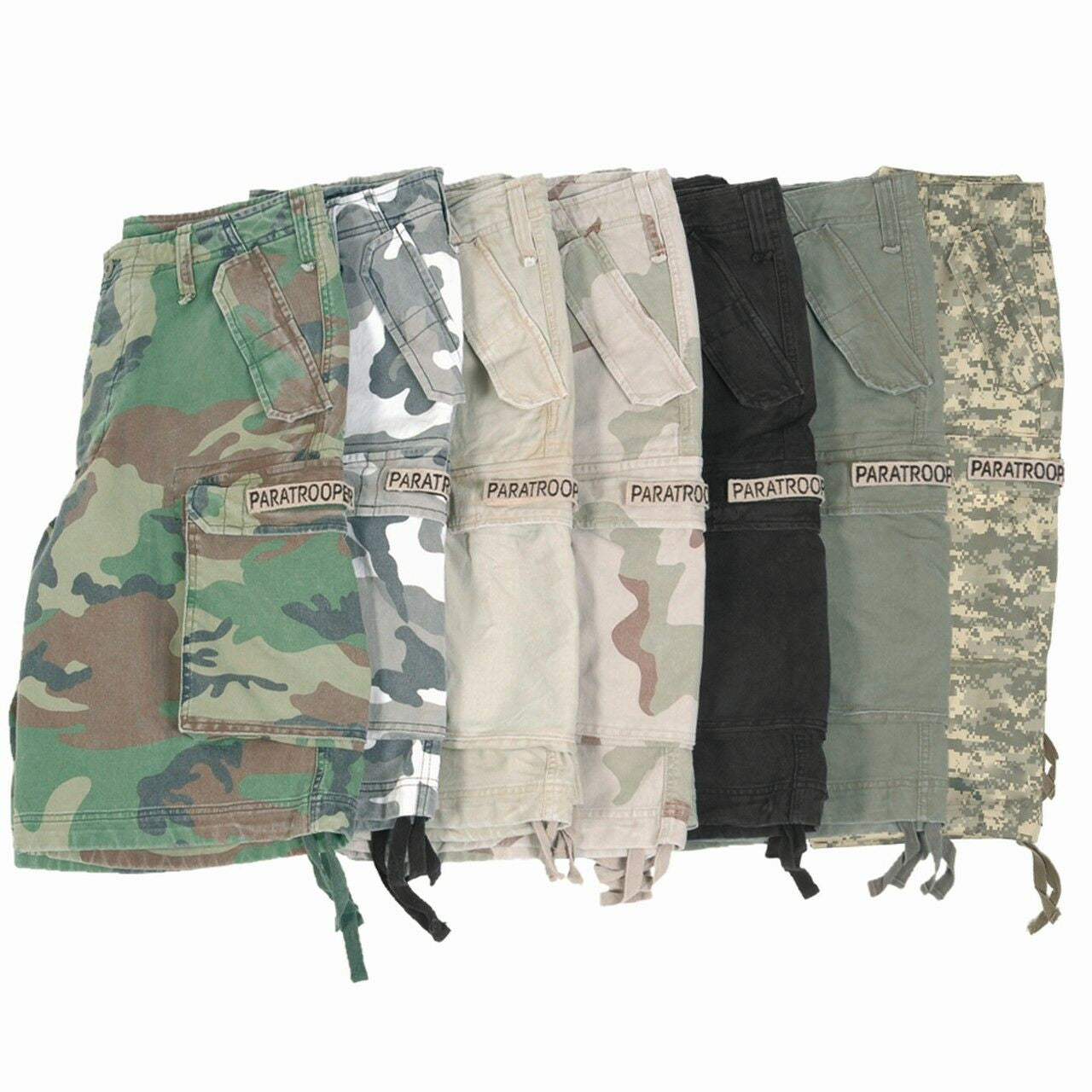 MIL-TEC Paratrooper Shorts prewashed schwarz Army Cargo Shorts Pants Hose