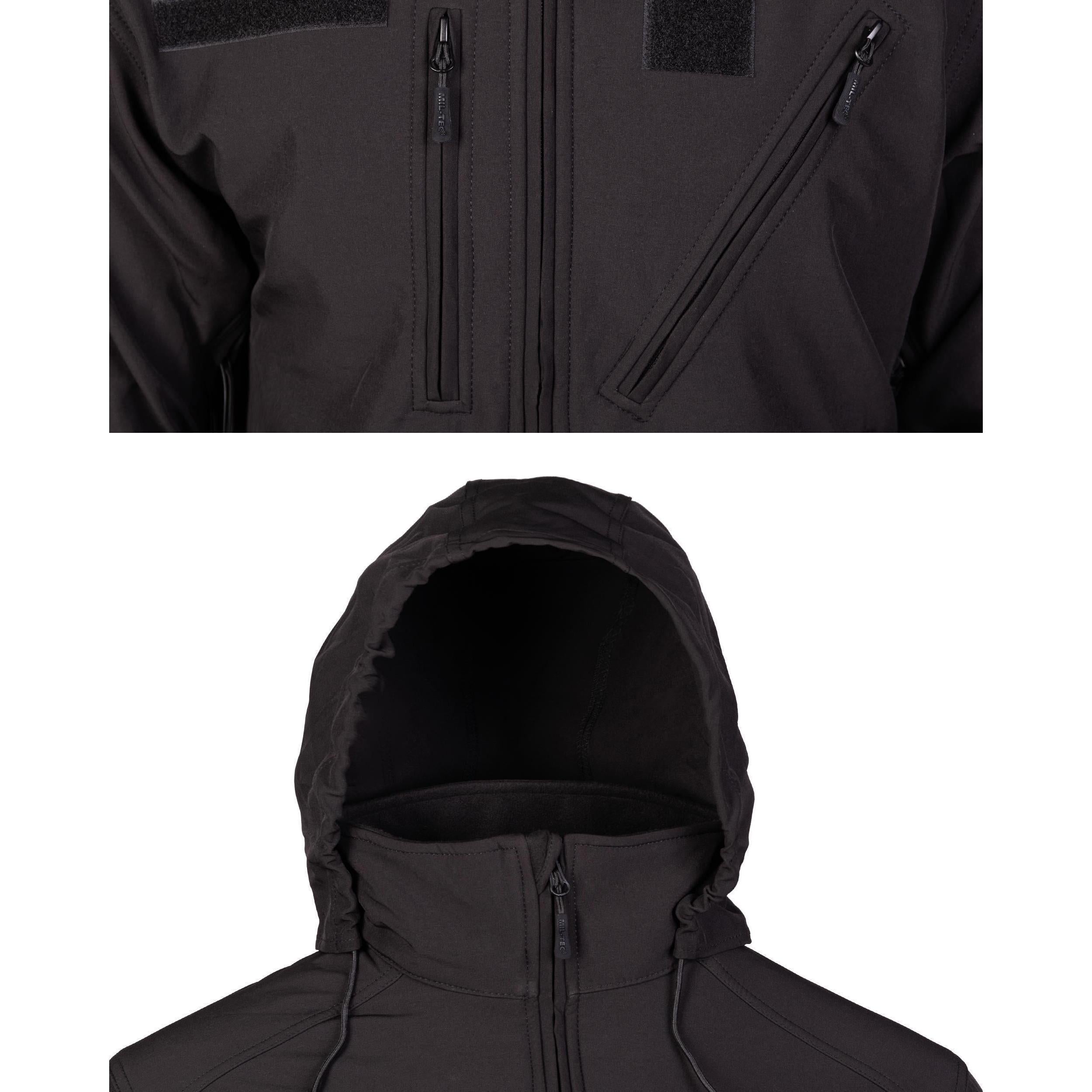 Detailansicht der MIL-TEC Softshelljacke mit verlängertem Rückenteil