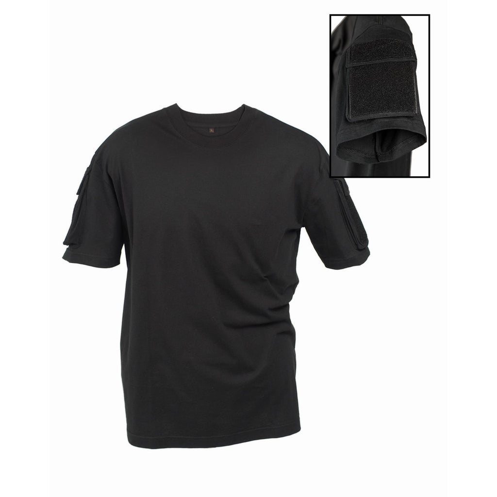 MIL-TEC Tactical T-Shirt schwarz mit Kletttaschen vorne