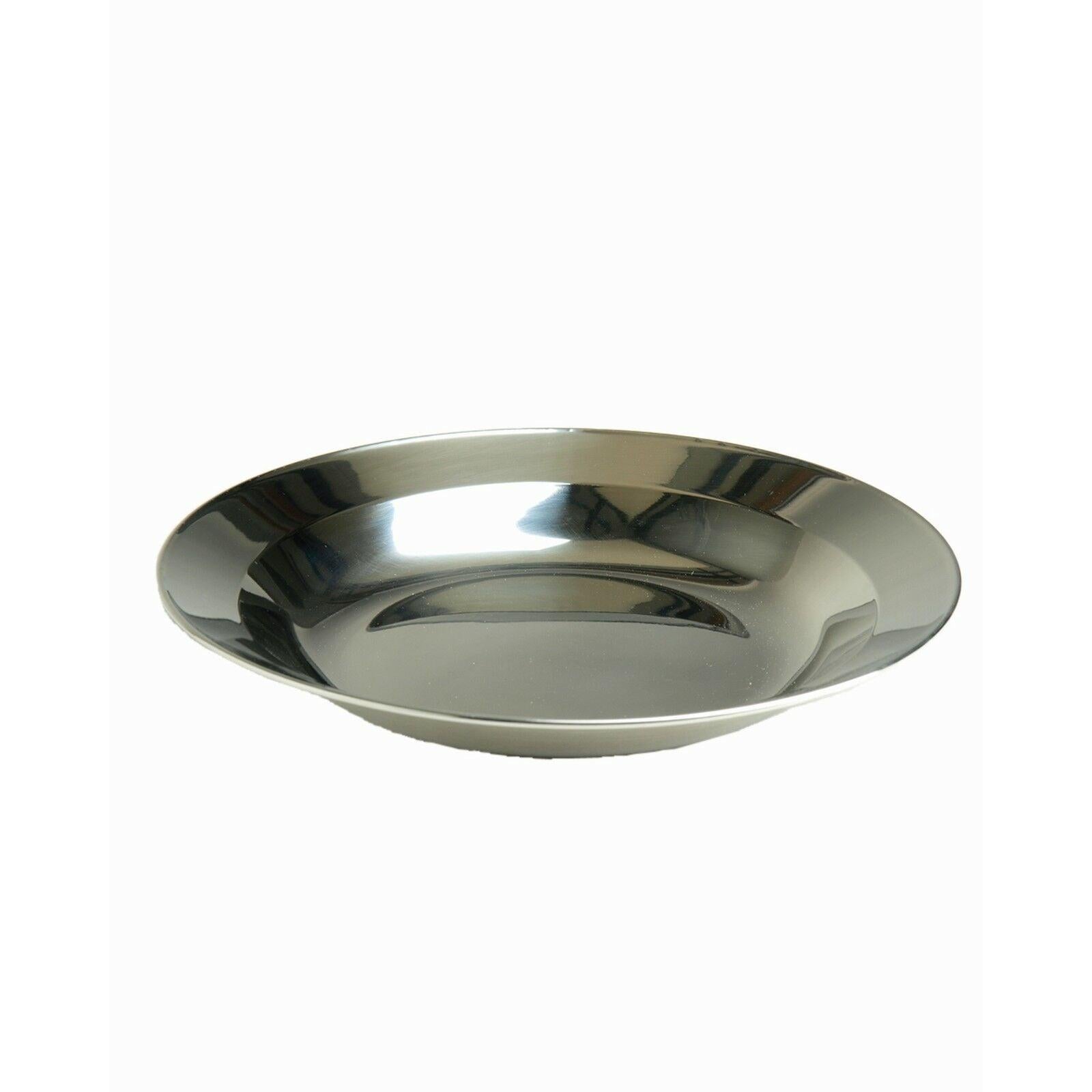 Runder, tiefer Edelstahlteller von MIL-TEC mit 22 cm Durchmesser – glänzende Oberfläche, für Camping & Outdoor