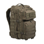 Vorderansicht des US Assault Pack Large in Oliv mit MOLLE-System