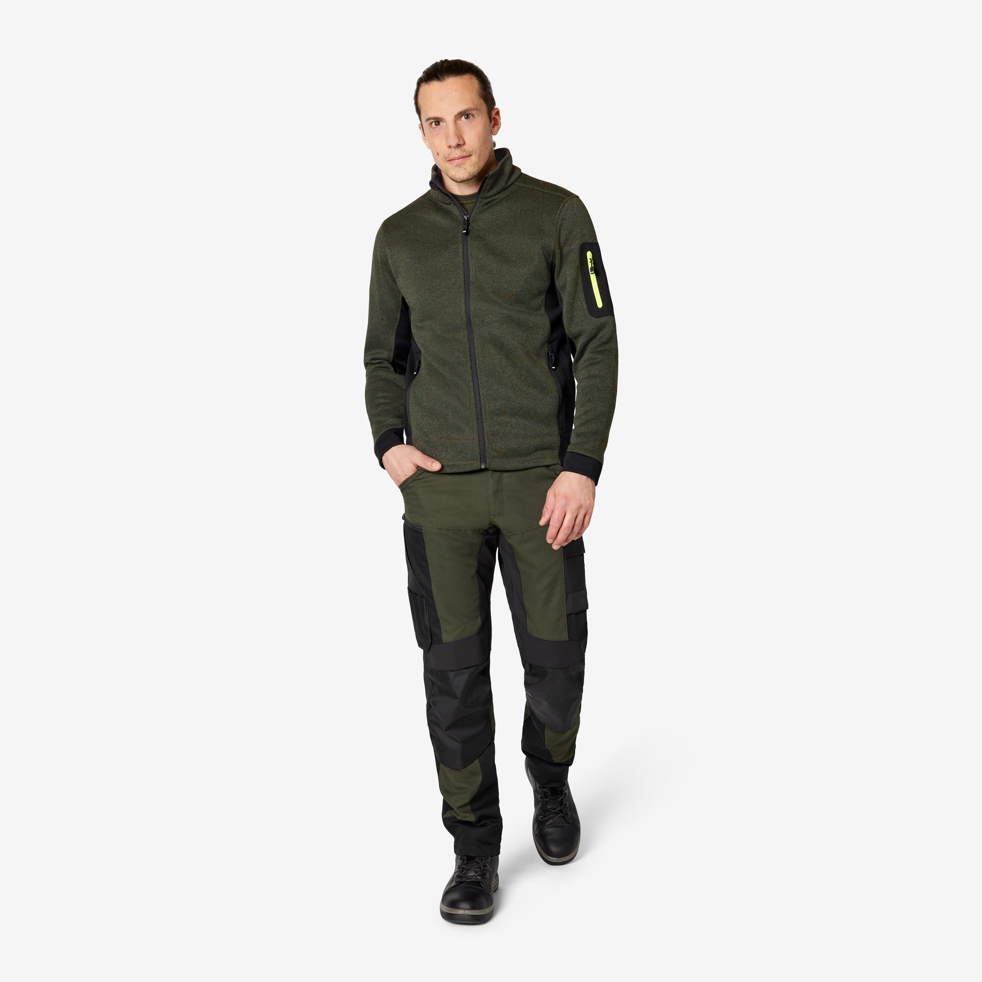 FHB Strick-Fleece Jacke 79595 CHRISTOPH oliv-schwarz  Herren Fleece