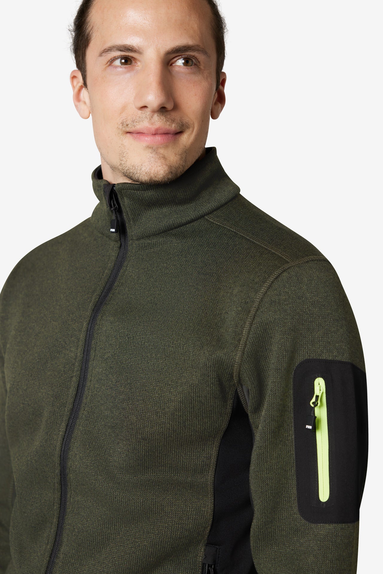 FHB Strick-Fleece Jacke 79595 CHRISTOPH oliv-schwarz  Herren Fleece