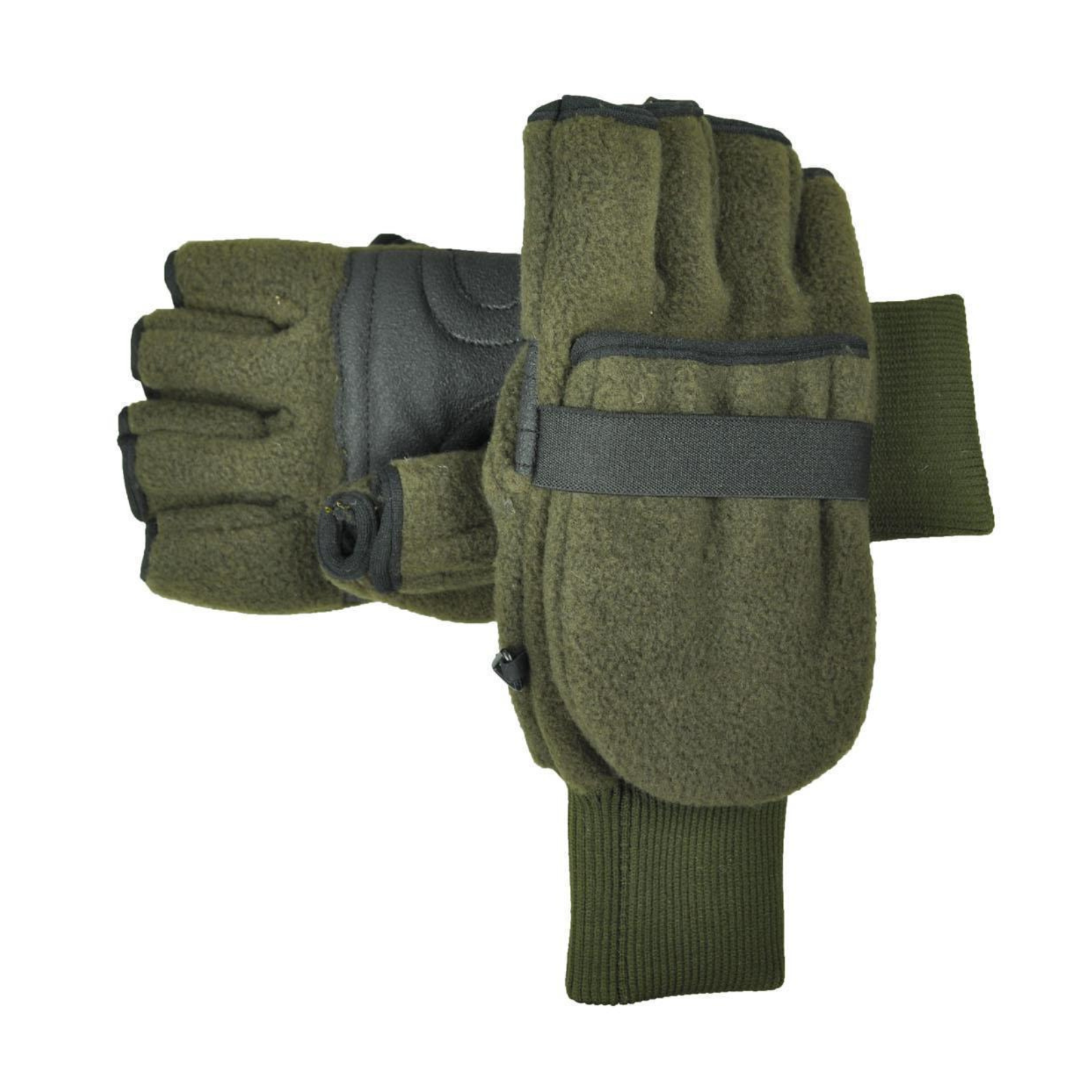 SKOGEN Fleecehandschuhe in Oliv mit Thinsulate-Futter, freiliegenden Fingern und abklappbarem Fäustel – ideal für kalte Jagdtage im Herbst und Winter