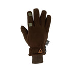 Rückansicht der SKOGEN Fleecehandschuhe mit verstellbarem Klettverschluss & isolierendem Strickbund – olivgrün, wind- und wasserabweisend.