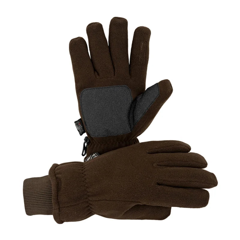 SKOGEN Fleecehandschuhe in oliv mit HIPORA®-Membrane – winddicht, wasserabweisend & mit abklappbarem Schießfinger, ideal für kalte Jagdtage.