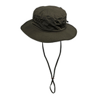 Olivgrüner Trekkinghut mit breiter Krempe und Kinnriemen von Skogen