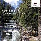 VIVAYO Merinosocke für jedes Abenteuer – atmungsaktiv, geruchshemmend & blasenfrei – entwickelt in Deutschland, produziert in Italien