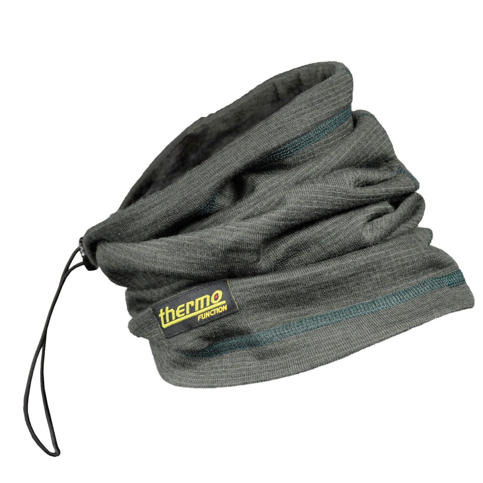 thermoFUNCTION TS 500 Neckwarmer in Oliv – Merino-Schlauchschal mit Kordelzug, flachen Nähten und hoher Isolierleistung bis –40 °C