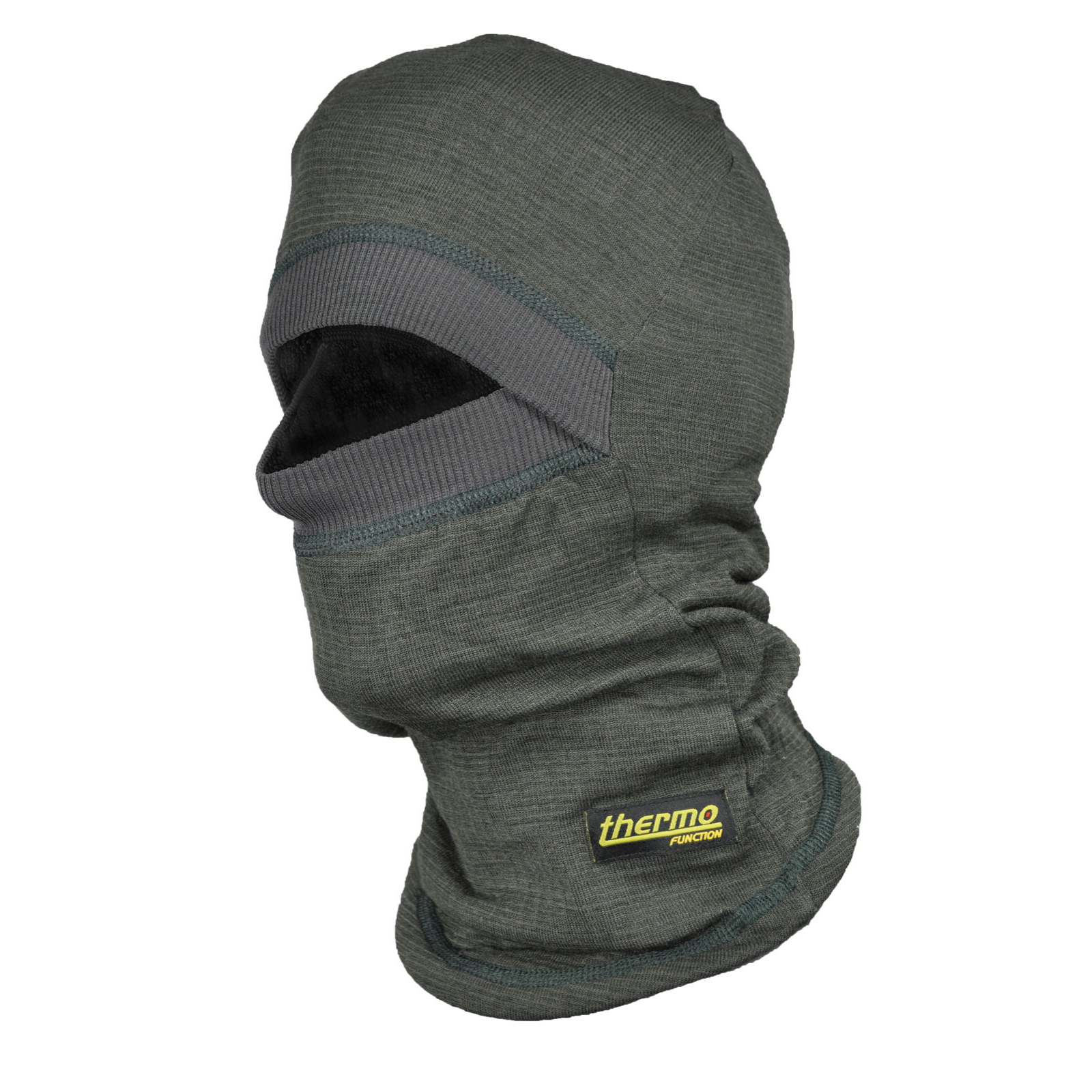 thermoFUNCTION TS 500 Sturmhaube in Oliv – mit Merino-Außenschicht, flachen Nähten und hohem Kälteschutz bis –40 °C